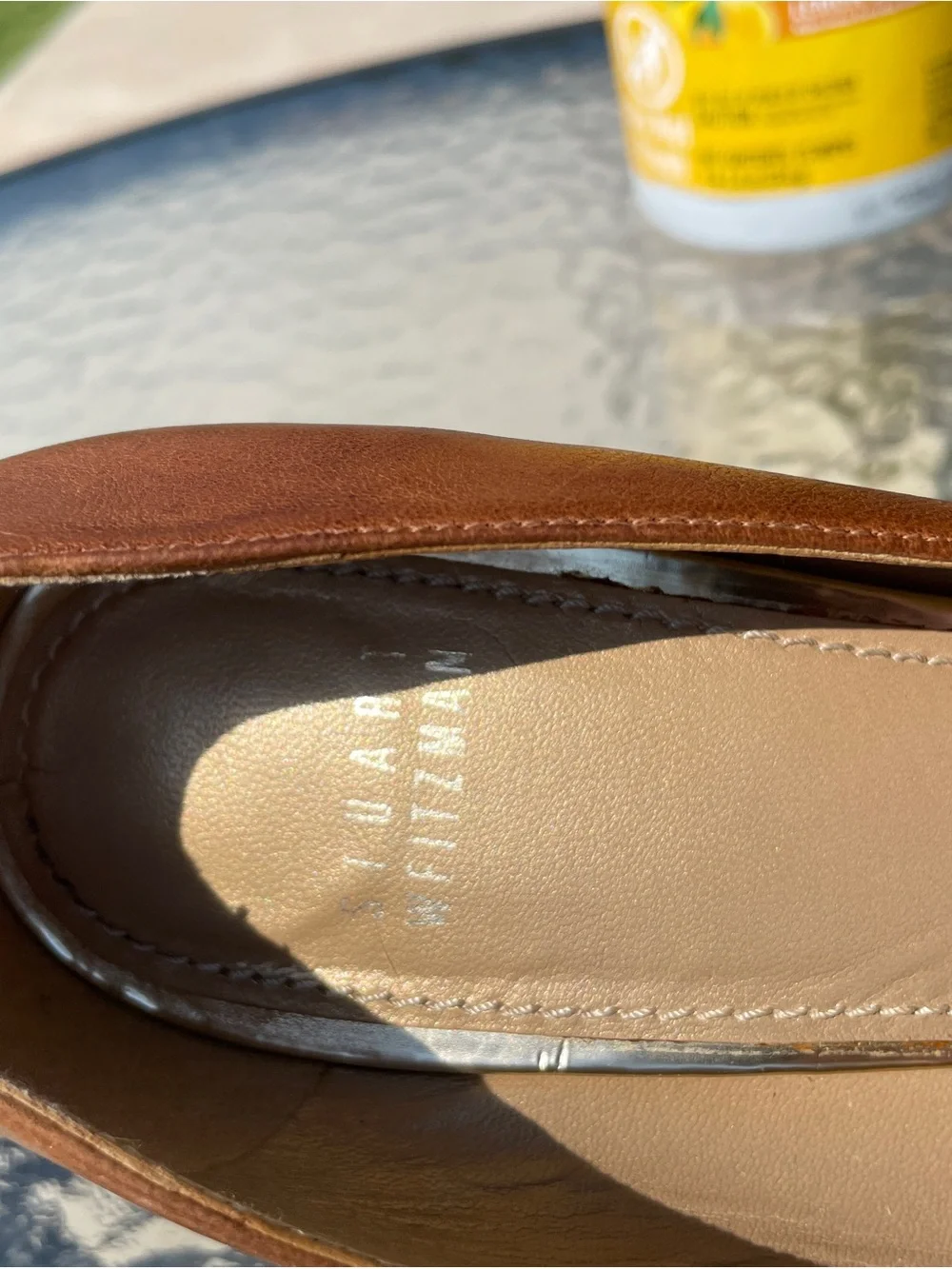 Stuart Weitzman Cognac Brown Leather Platform Pumps - Picture 2 of 5